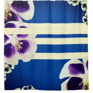 Der Frühling wird mit Blumenblauer Duschvorhang