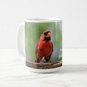 Der Frühvogel bekommt den Kaffee, der hübsche rote Kaffeetasse