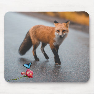 Der Fuchs der Rose und der Schmetterling Mousepad