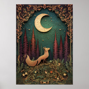 Der Fuchs Nachtwaldkunst Poster
