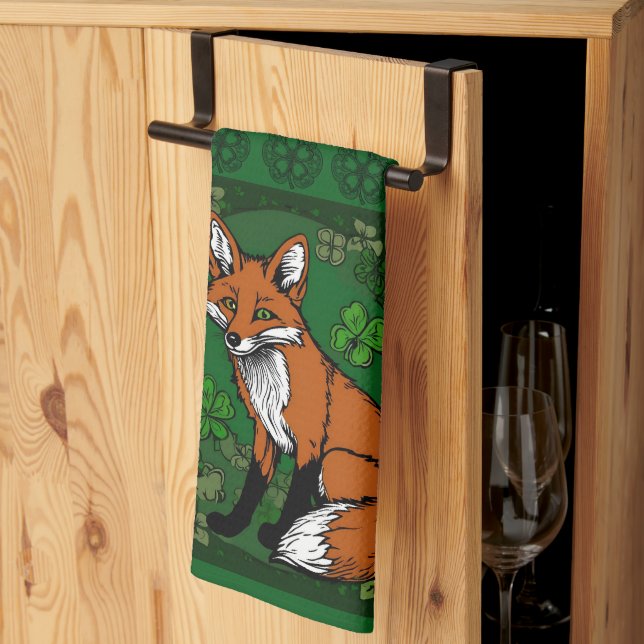 Der Fuchs und die Kleeblatts Geschirrtuch (Drittel gefaltet)