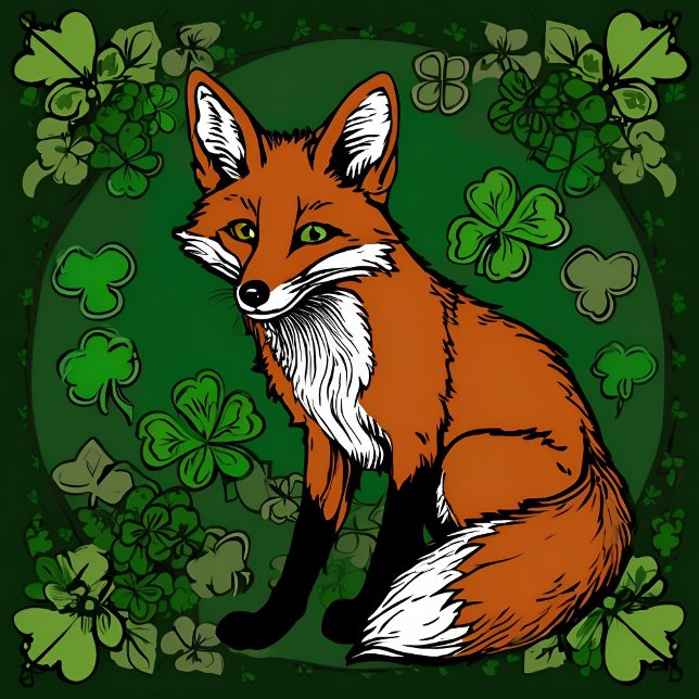 Der Fuchs und die Kleeblatts Pappbecher (AI art for St. Patrick's Day)