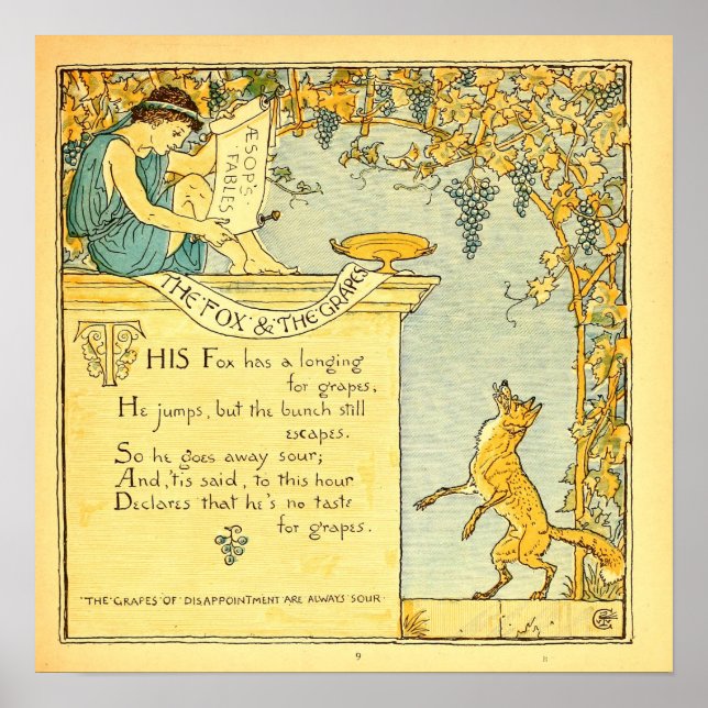Der Fuchs und die Trauben 1887 Walter Crane Poster (Vorne)