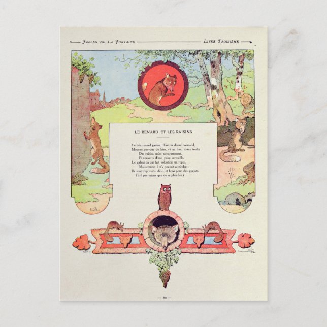 Der Fuchs und die Trauben Postkarte (Vorderseite)
