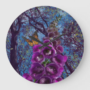 Der Fuchshandschuh und der Schmetterling Große Wanduhr