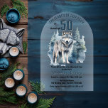 Der Führer unserer Pack Wolf 50. Geburtstagsparty Acryleinladungen<br><div class="desc">"The Leader of Our Pack is Turn 50",  50. Geburtstag für Ihre Lieblings-Alpha. Ein majestätischer einsamer Wolf,  der gegen einen immergrünen Wald versilbt ist.</div>