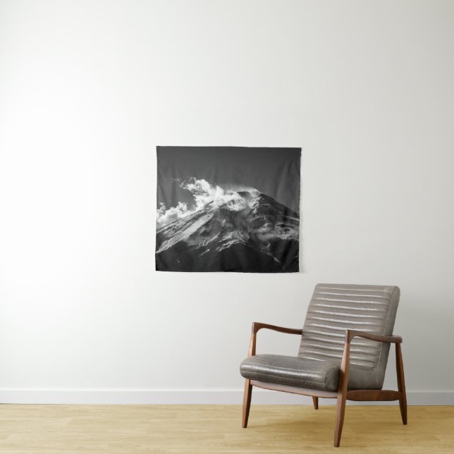 Der Fujisan in Schwarzweiss Wandteppich (Beispiel (Horizontal))