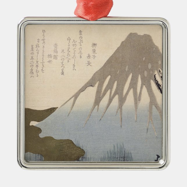 Der Fujisan unter dem Schnee Silbernes Ornament (Vorne)