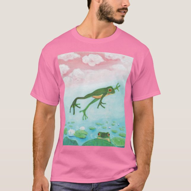 Der Funny Green Frog springt in die TeichIllustrat T-Shirt (Vorderseite)