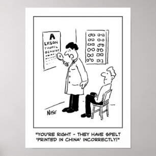Der Funny Optician Cartoon hat Optizier und Augent Poster