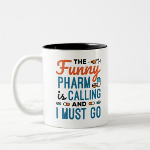 Der Funny Pharma ruft und ich muss gehen Zweifarbige Tasse