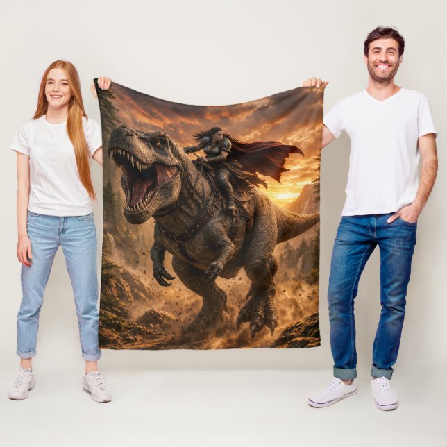 Der furchtlose Dinosaurier-Reiter Fleecedecke (Beispiel)