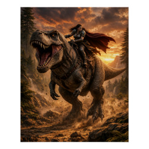 Der furchtlose Dinosaurier-Reiter Poster