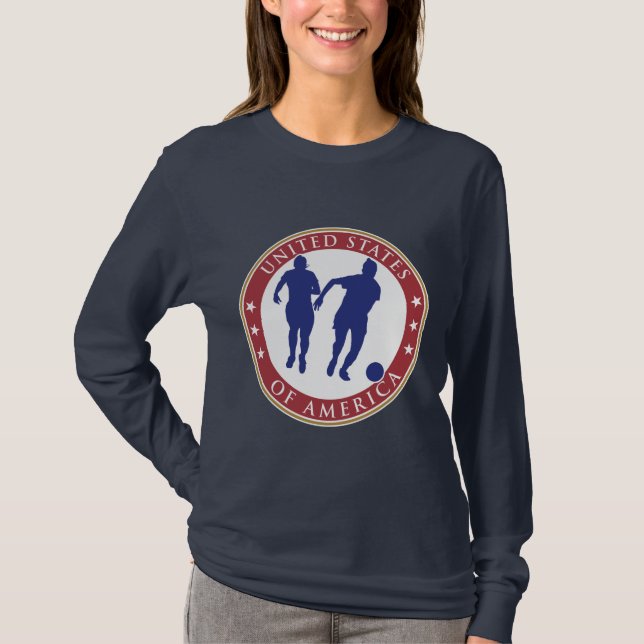 Der Fußball-langer Hülsen-T - Shirt USA-Frauen (Vorderseite)