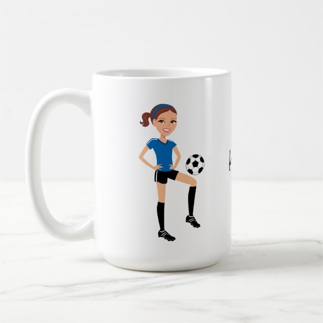 Der Fußball-Spieler des Mädchens personalisiert Kaffeetasse (Links)