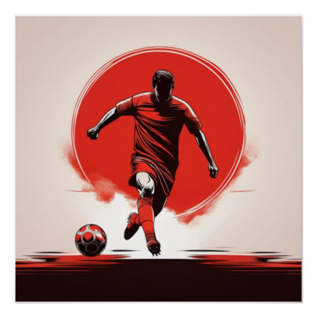Der Fußball-Spieler in roter Aktion Poster (Vorderseite)