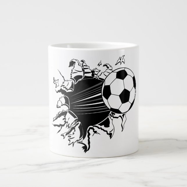 Der Fußballball bricht aus Jumbo-Tasse (Vorderseite)