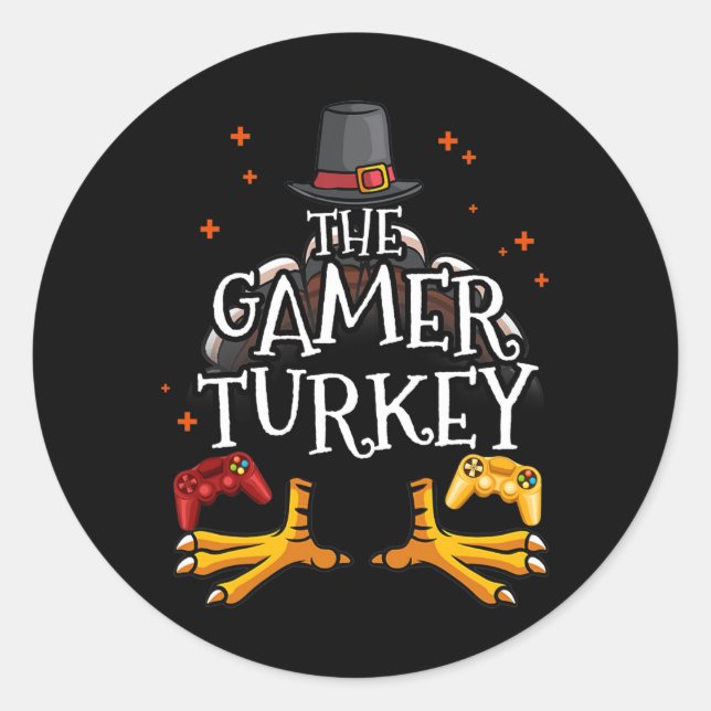 Der Gamer Türkei glücklich Thanksgiving Video Game Runder Aufkleber (Vorderseite)