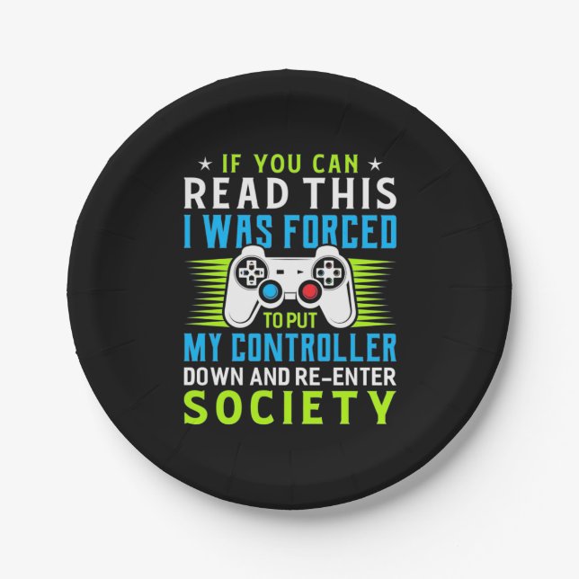 Der Gamer war gezwungen, meinen Controller zu stel Pappteller (Vorderseite)
