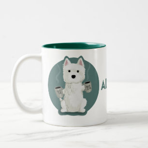 Der ganzer Kaffee [Westie] Zweifarbige Tasse