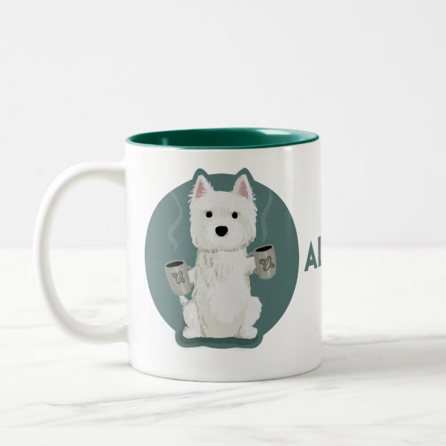 Der ganzer Kaffee [Westie] Zweifarbige Tasse (Links)