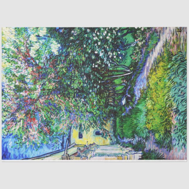 Der Garten am Asyl in Saint-Rémy, Van Gogh Seidenpapier (Vorderseite)