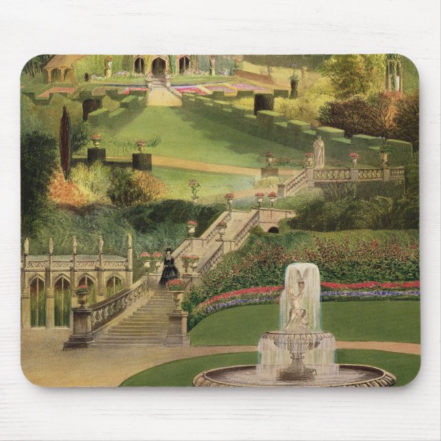 Der Garten auf der Hügel-Seite, Schloss Combe, von Mousepad (Vorne)