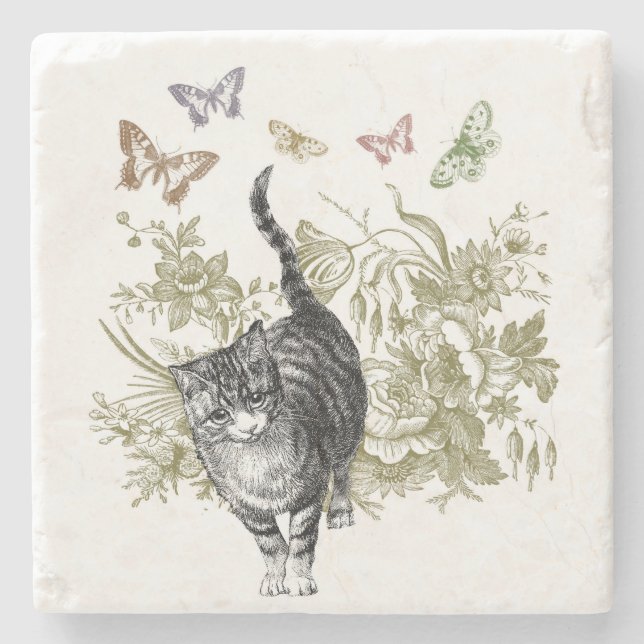 Der Garten der Miezekatze Steinuntersetzer (Vorderseite)