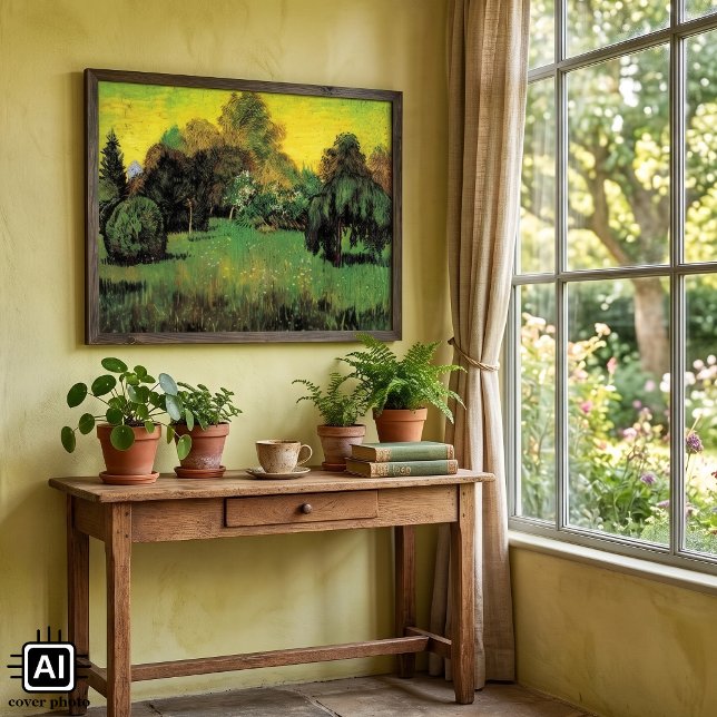 Der Garten des Dichters von Vincent van Gogh Poster (The Poet's Garden by Vincent van Gogh is a vintage fine art post impressionism landscape painting.)