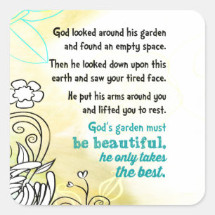 Der Garten des Gottes Quadratischer Aufkleber
