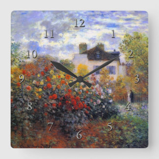 Der Garten des Künstlers in Argenteuil Quadratische Wanduhr