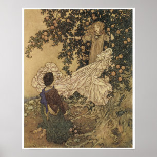 Der Garten des Paradieses, Vintage feenhafte Poster