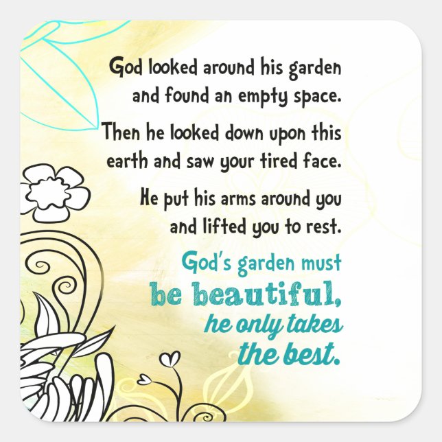 Der Garten Gottes Quadratischer Aufkleber (Vorderseite)
