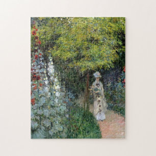 Der Garten, Hollyhocks Monet Fine Art Puzzle