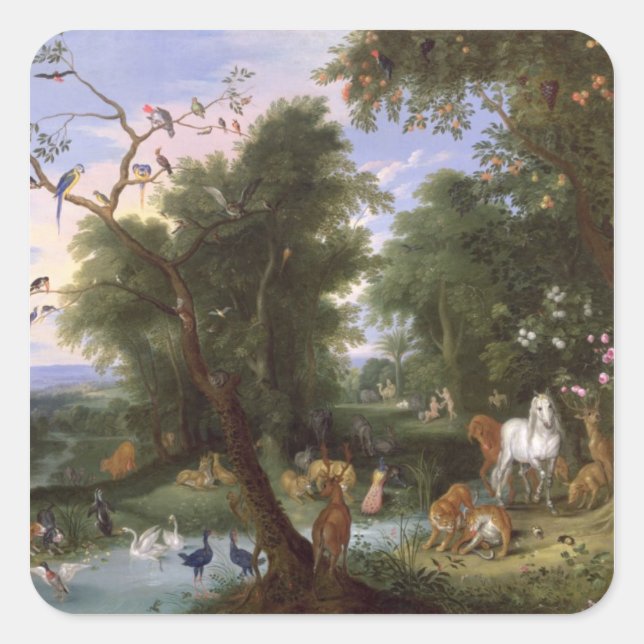 Der Garten von Eden, 1659 Quadratischer Aufkleber (Vorderseite)