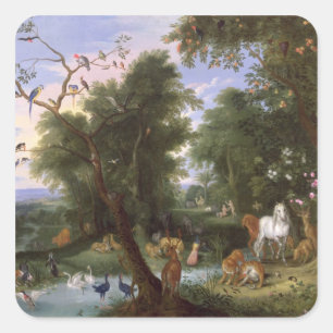 Der Garten von Eden, 1659 Quadratischer Aufkleber