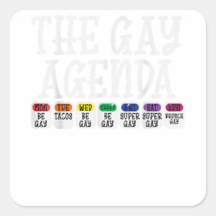 Der Gay Agenda Funny direkt am LGBTQ-Gay Pride Quadratischer Aufkleber