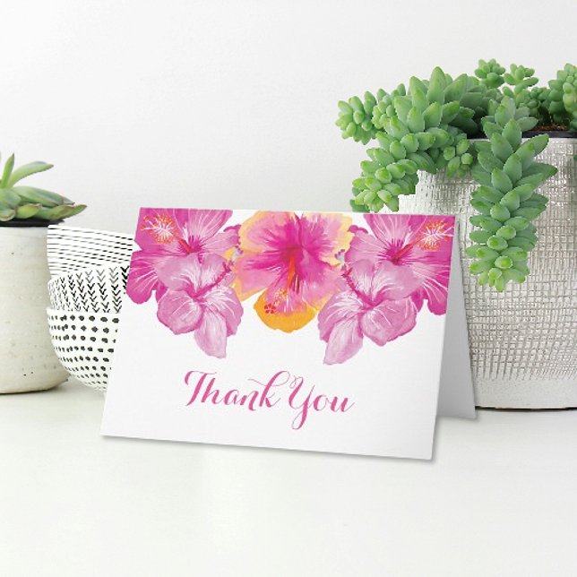Der gebürstete Blumen Hibiskus danken Ihnen zu Dankeskarte (Brushed Hibiscus Floral Wedding Thank You Card)