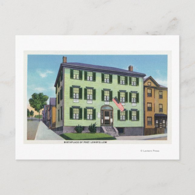 Der Geburtsort des Dichters Longfellow Postkarte (Vorderseite)