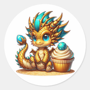 Der Geburtstag des Golden Aquamarin Dragon Boys Runder Aufkleber