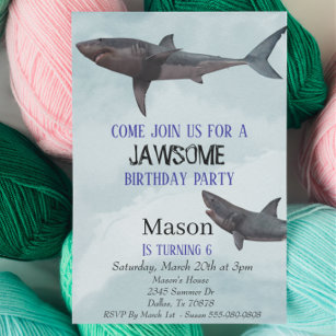 Der Geburtstag des großen weißen Hais-Jawsome-Kind Einladung