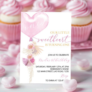 Der Geburtstag des rosa Herzens Einladung