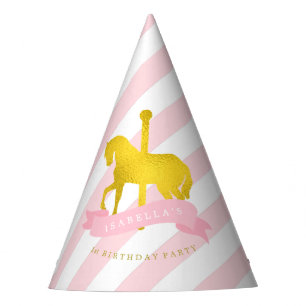 Der Geburtstag des rosa Karussell-Pferdemädchens Partyhütchen