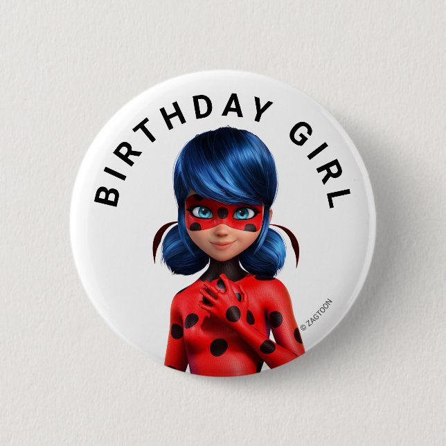 Der Geburtstag des wunderbaren Ladybug-Girls Button (Vorderseite)