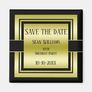 Der Geburtstag von Männern Save the Date aus Gold  Magnet