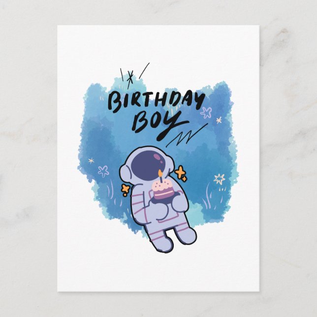 Der Geburtstags-Astronaut Postkarte (Vorderseite)
