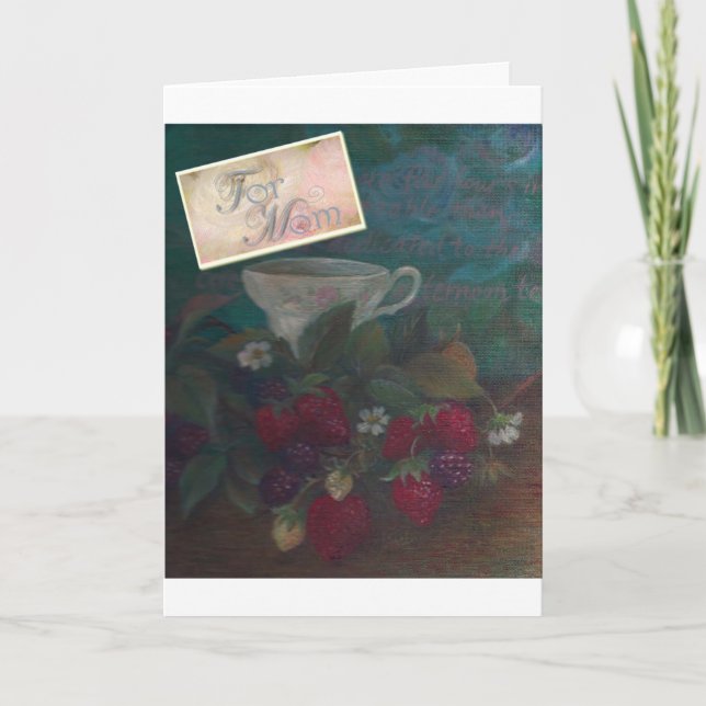 Der Geburtstags-ErdbeerTeacup der Mutter Karte (Vorderseite)