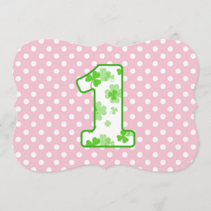 Der Geburtstags-Name-Kleeblatt des Babys punktiert Einladung