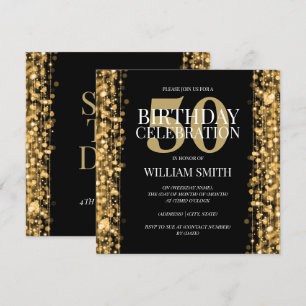 Der Geburtstags-Party-Glitzern-Gold der eleganten Einladung