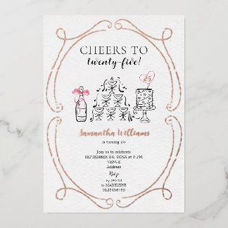 Der Geburtstagsgürtel Girl Soirée Champagne Folieneinladung